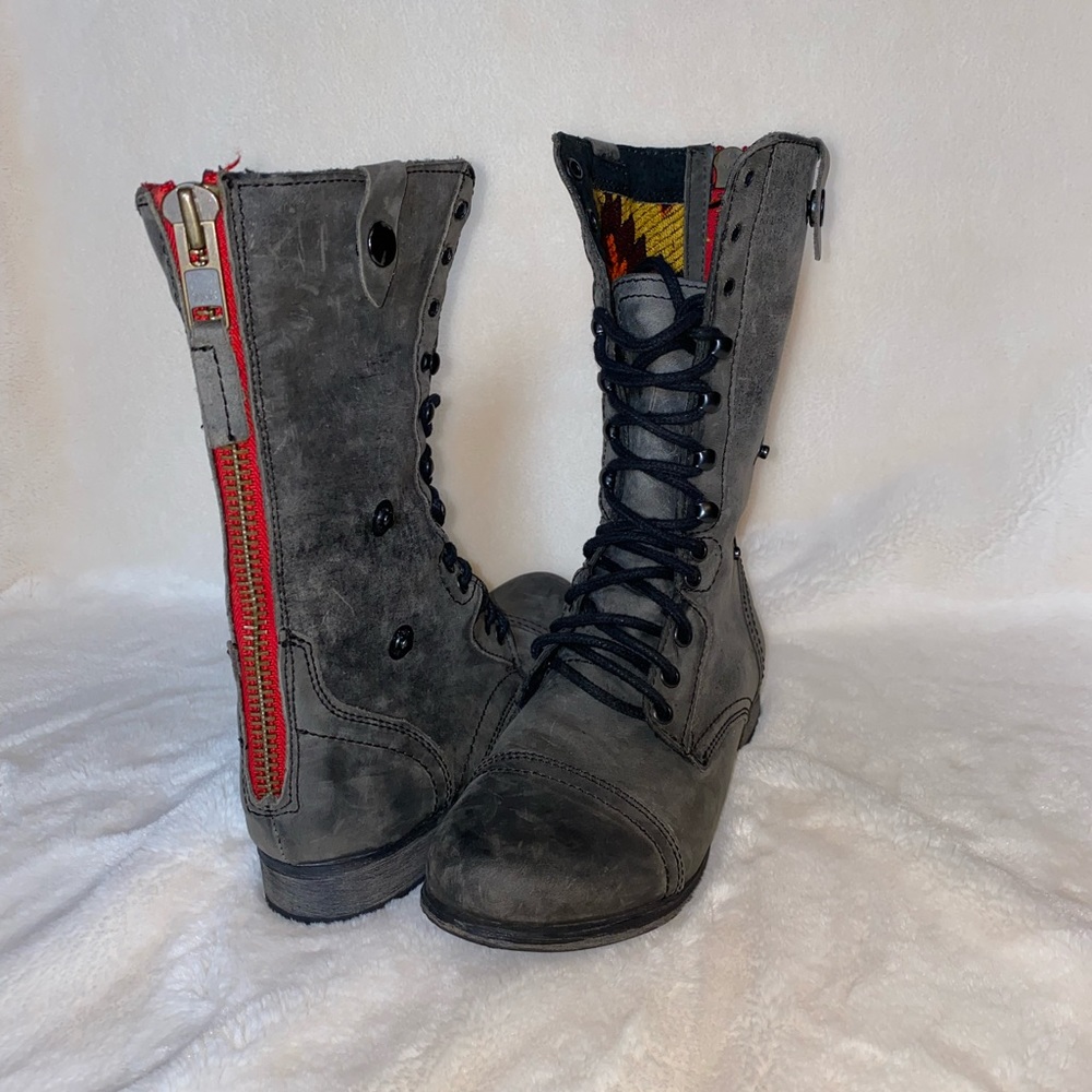 Charcoal gray Steve Madden Combat boots
